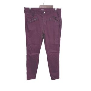 a.n.a A‎ New Approach Burgundy Mid Rise Moto Zipper Skinny Jeggings Size 31/12